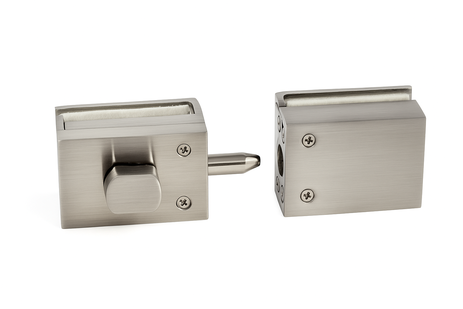 Set incuietoare aplicată  cu zavor  (sticla-sticla) si contraplaca,  unilateral